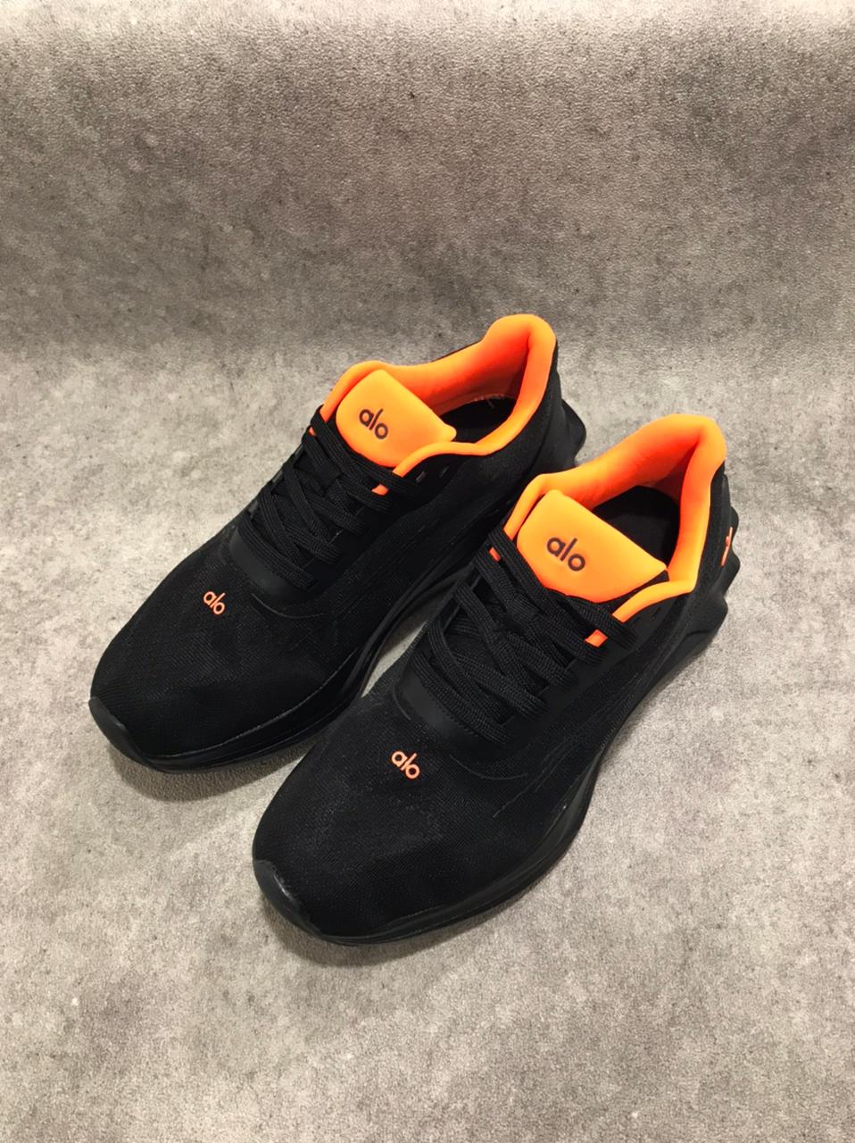 ALO RUNNING BLACK ORANGE - Sepatu ALO Running di Berlimpahshoes Situbondo